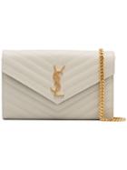 Saint Laurent Monogram Quilted Shoulder Bag - White