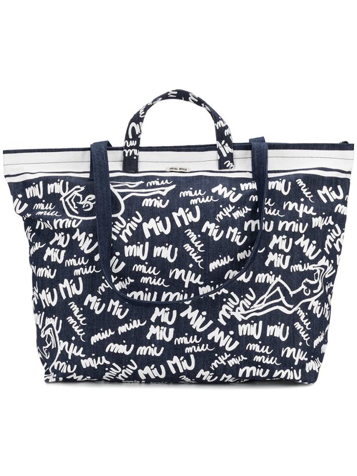 Miu Miu Signature Tote Bag - Blue