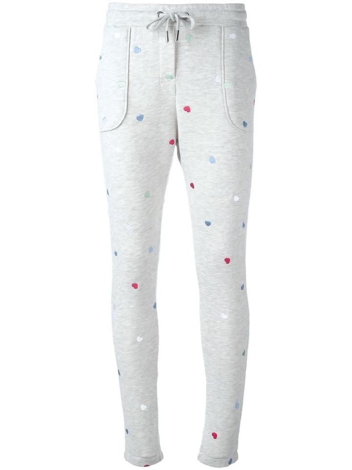 Zoe Karssen Embroidered Heart Track Pants, Women's, Size: Small, Grey, Cotton/polyester