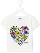 Moschino Kids Floral Heart Print T-shirt, Girl's, Size: 8 Yrs, White