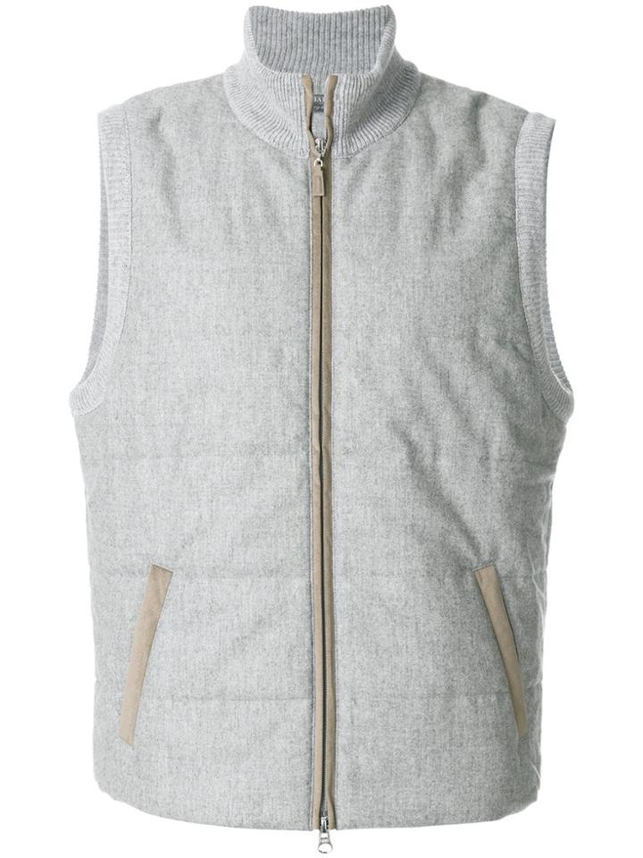Barba Padded Zipped Gilet - Grey