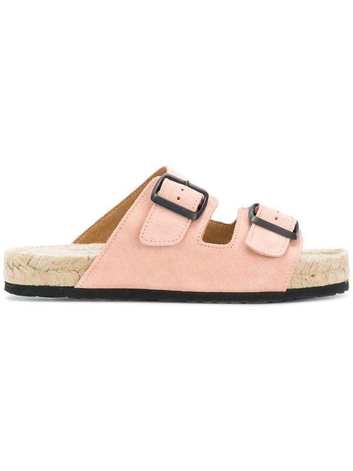 Manebi Belted Style Slippers - Pink & Purple