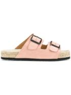 Manebi Belted Style Slippers - Pink & Purple
