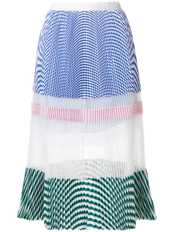 Sacai Geometric Pleated Skirt - Blue