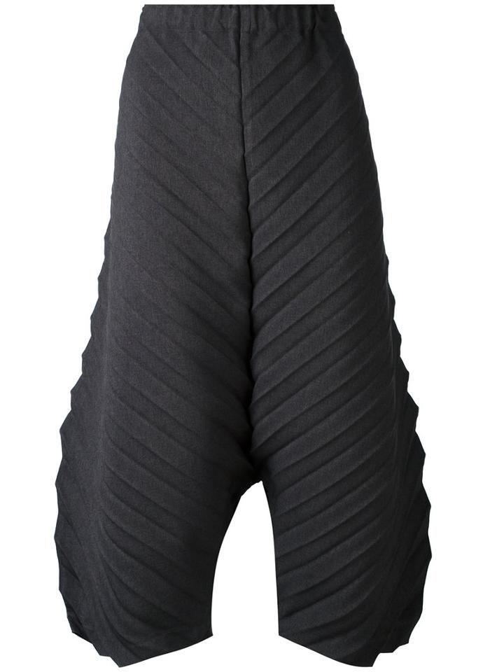 Issey Miyake Cauliflower - Textured Cropped Trousers - Women - Polyester - One Size, Grey, Polyester