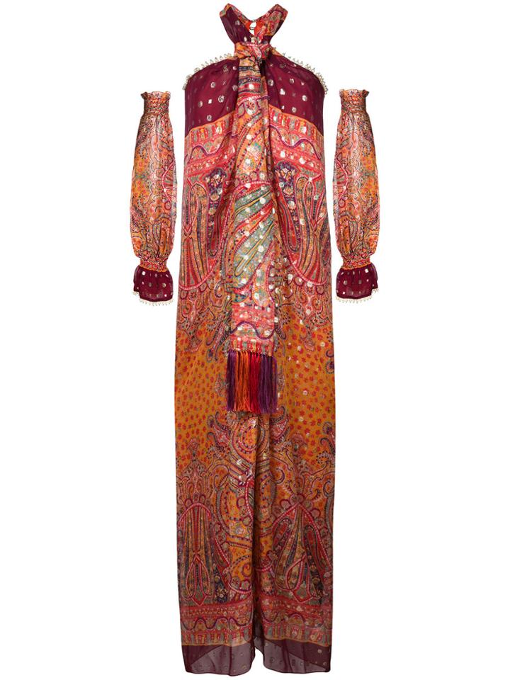 Etro Fringed Halterneck Dress - Yellow & Orange