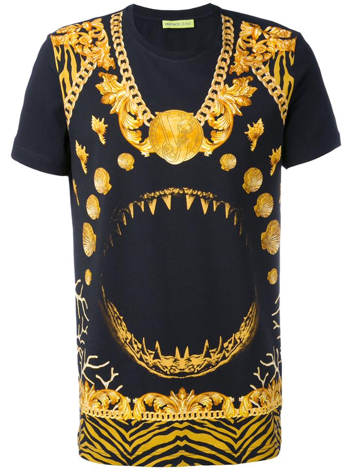 Versace Jeans - Teeth Printed T-shirt - Men - Cotton/spandex/elastane - L, Black, Cotton/spandex/elastane