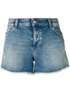 Emporio Armani Cut Off Denim Shorts - Blue