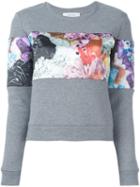Carven Printed Panel Sweater, Women's, Size: Large, Grey, Cotton/polyester