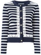 Alberta Ferretti Striped Cardigan, Size: 44, Black, Cotton/other Fibers/rayon/polyamide