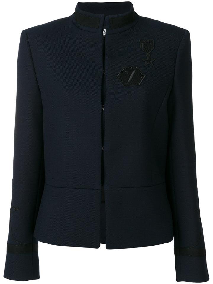 Karl Lagerfeld Patch Fitted Jacket - Blue