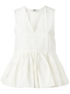 Msgm Flared V-neck Tank, Women's, Size: 40, White, Cotton/spandex/elastane/polyurethane