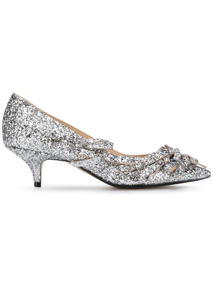 No21 Glitter Bow Pumps - Metallic