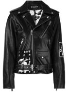Misbhv - 'warszawa' Printed Biker Jacket - Women - Leather/viscose - M, Black, Leather/viscose