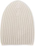 Barrie Cashmere Ribbed Beanie - White