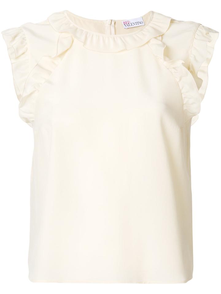 Red Valentino Ruffle Trim Sleeveless Top - Nude & Neutrals