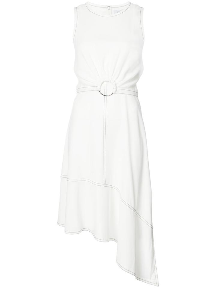 Derek Lam 10 Crosby - Belted Asymmetric Dress - Women - Polyester/triacetate - 8, White, Polyester/triacetate