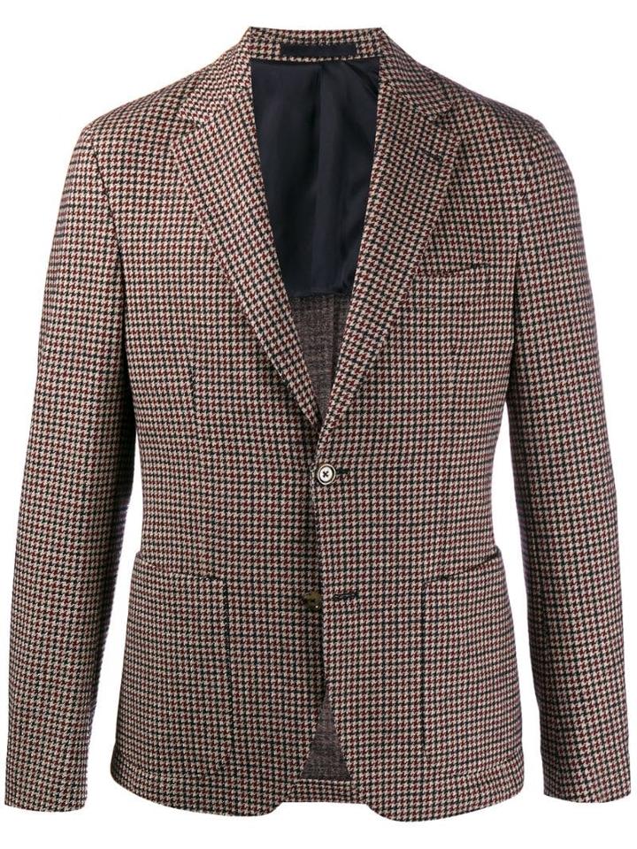 Eleventy Houndstooth Print Blazer - Neutrals