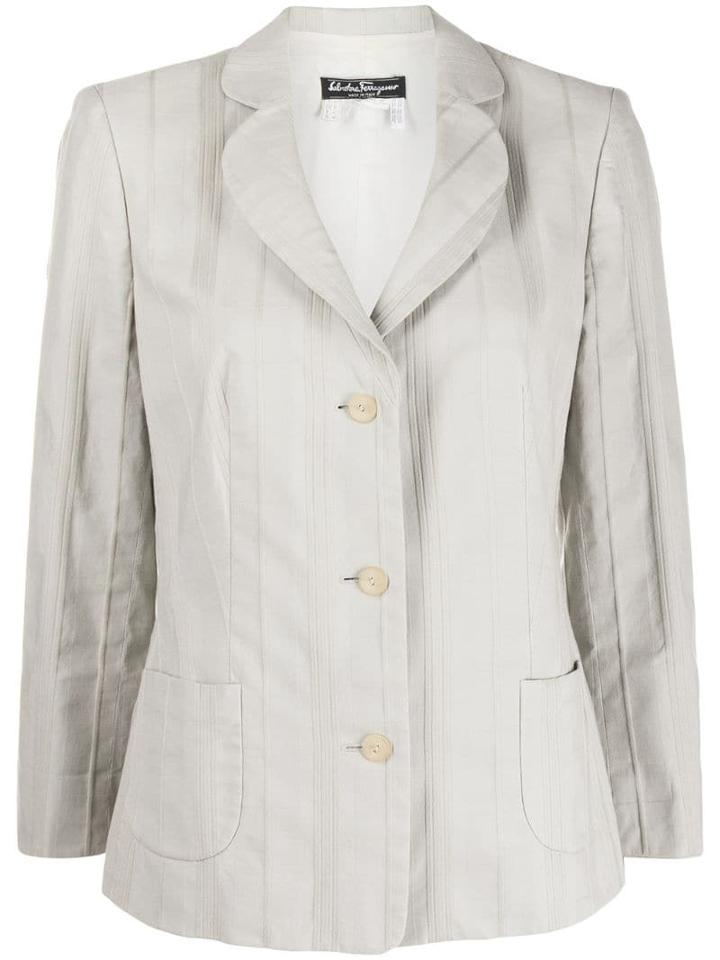 Salvatore Ferragamo Pre-owned 1990's Striped Blazer - Grey