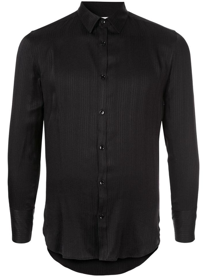 Saint Laurent Striped Skinny Fit Shirt - Black