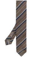 Lardini Diagonal Stripe Woven Tie - Brown