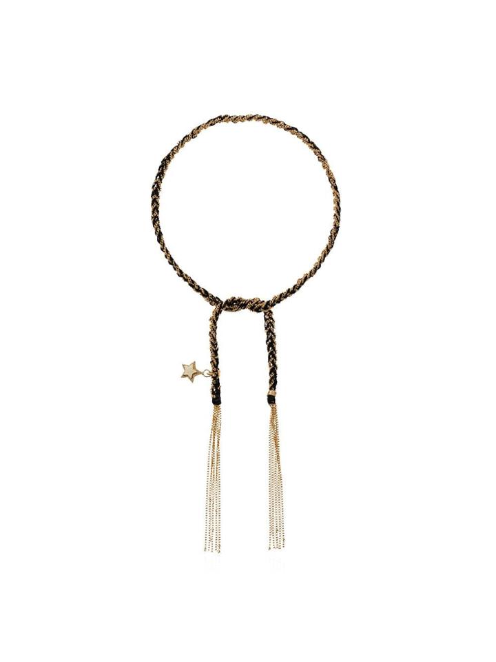 Carolina Bucci 18kt Yellow Gold Woven Friendship Bracelet - Black