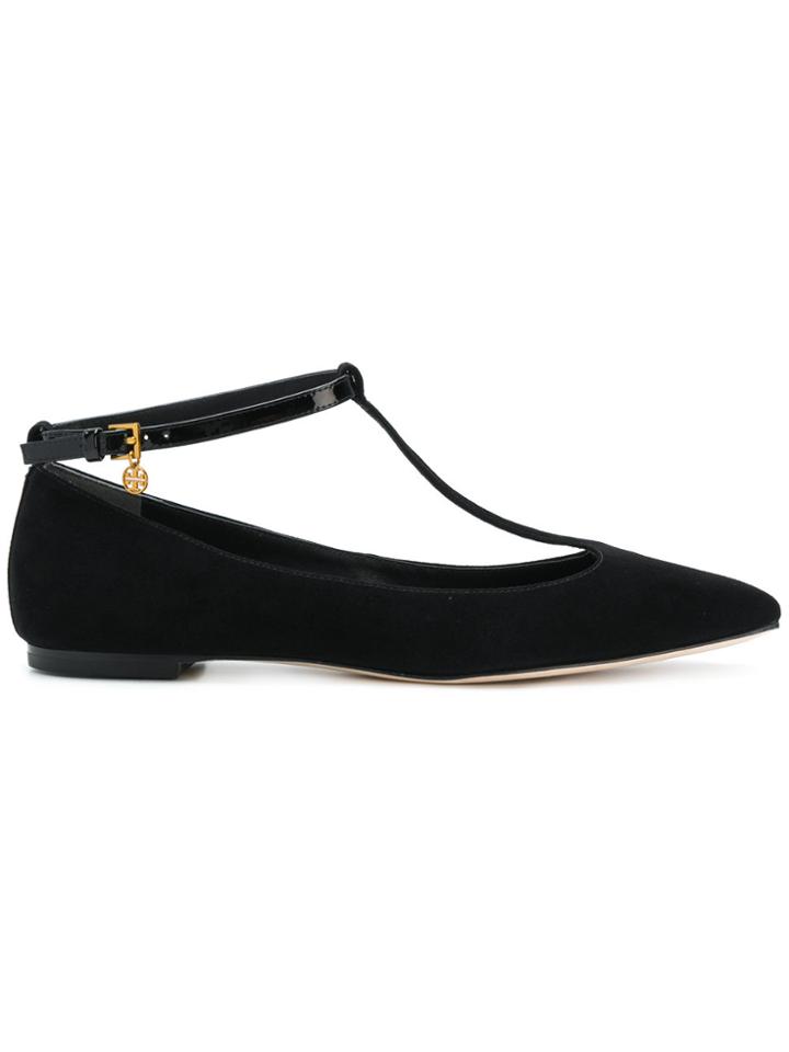 Tory Burch Ashton T-strap Flats - Black