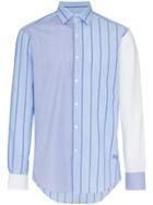 Jw Anderson Panelled Stripe Cotton Long Sleeve Shirt - Blue