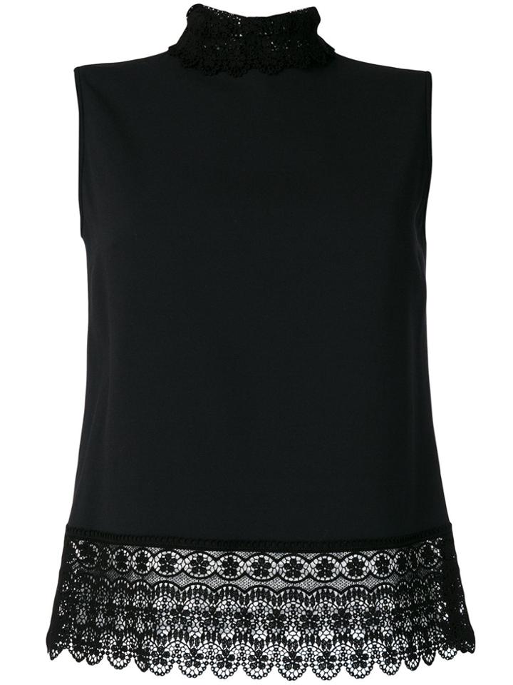Dsquared2 Lace Hem Roll Neck Top - Black