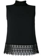 Dsquared2 Lace Hem Roll Neck Top - Black