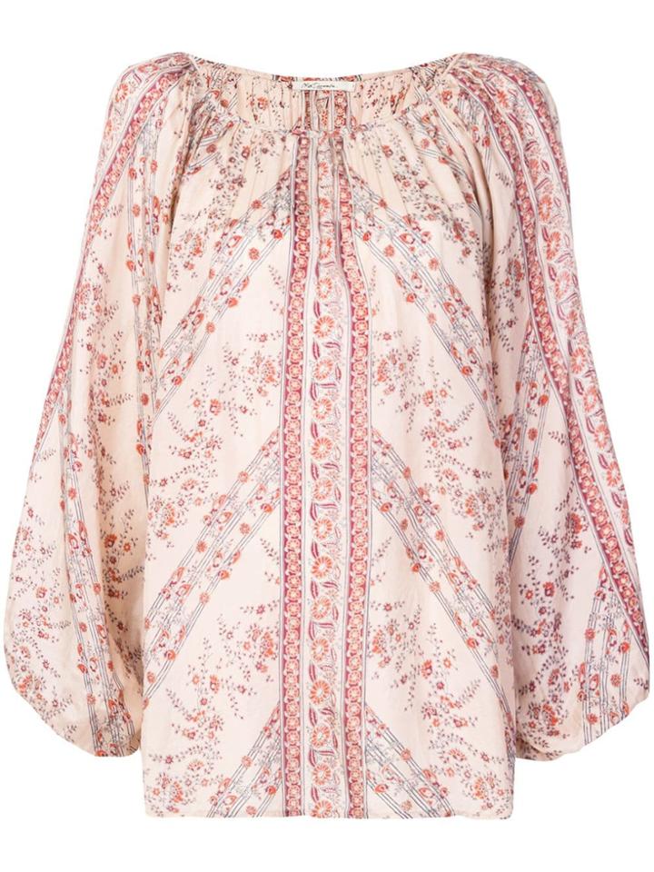 Mes Demoiselles Flared Floral Blouse - Neutrals