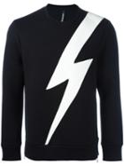 Neil Barrett 'lightning Bolt' Sweatshirt, Men's, Size: Small, Black, Cotton/polyurethane/viscose