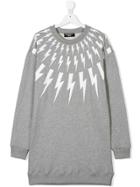 Neil Barrett Kids Teen Lighting Bolt Print Sweatshirt - Grey