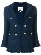 Edward Achour Paris Floral Embellished Tweed Jacket - Blue