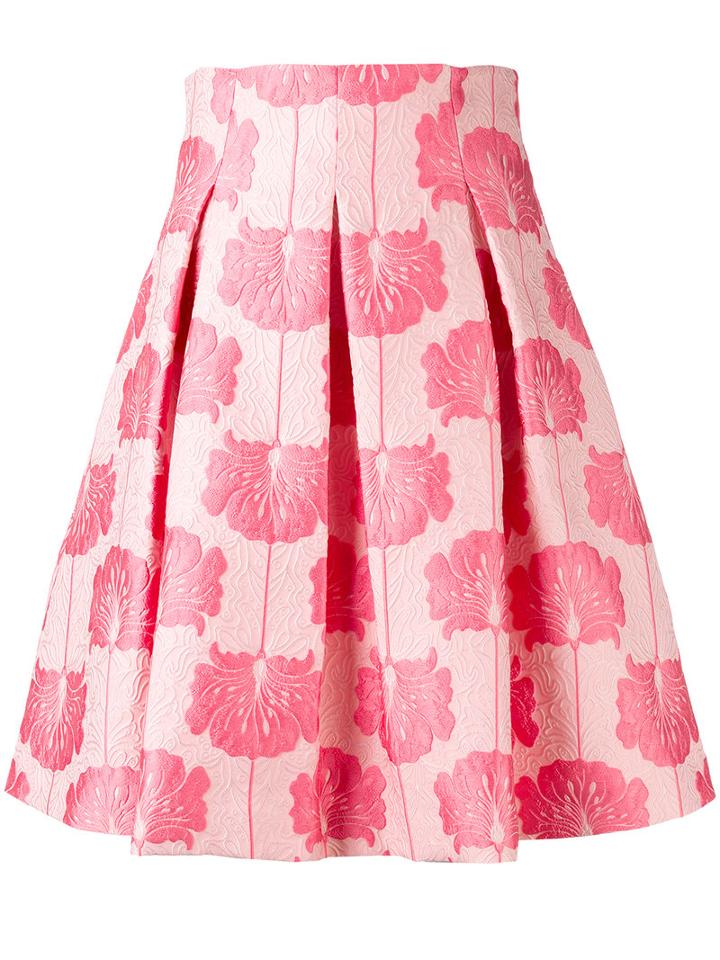 P.a.r.o.s.h. Floral Pleated Skirt, Women's, Size: Xs, Pink/purple, Polyester/polyamide/silk/viscose