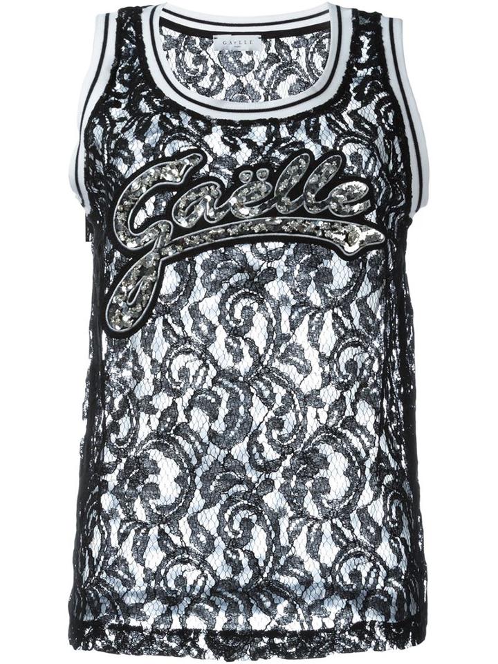 Gaelle Bonheur Embellished Lace Tank Top