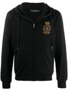 Dolce & Gabbana Chest Crest Zipped Hoodie - Black