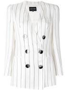 Giorgio Armani Double Breasted Blazer, Women's, Size: 40, White, Silk/cupro/viscose