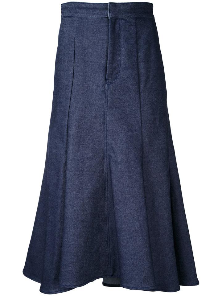 Le Ciel Bleu Low Flare Denim Skirt, Women's, Size: 34, Blue, Cotton