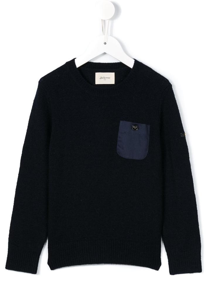 Bellerose Kids Chest Pocket Knitted Jumper, Boy's, Size: 8 Yrs, Blue