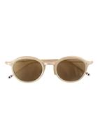 Thom Browne Eyewear White Gold & Dark Brown Sunglasses - Metallic