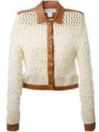 Christian Dior Vintage Leather Trim Knitted Jacket