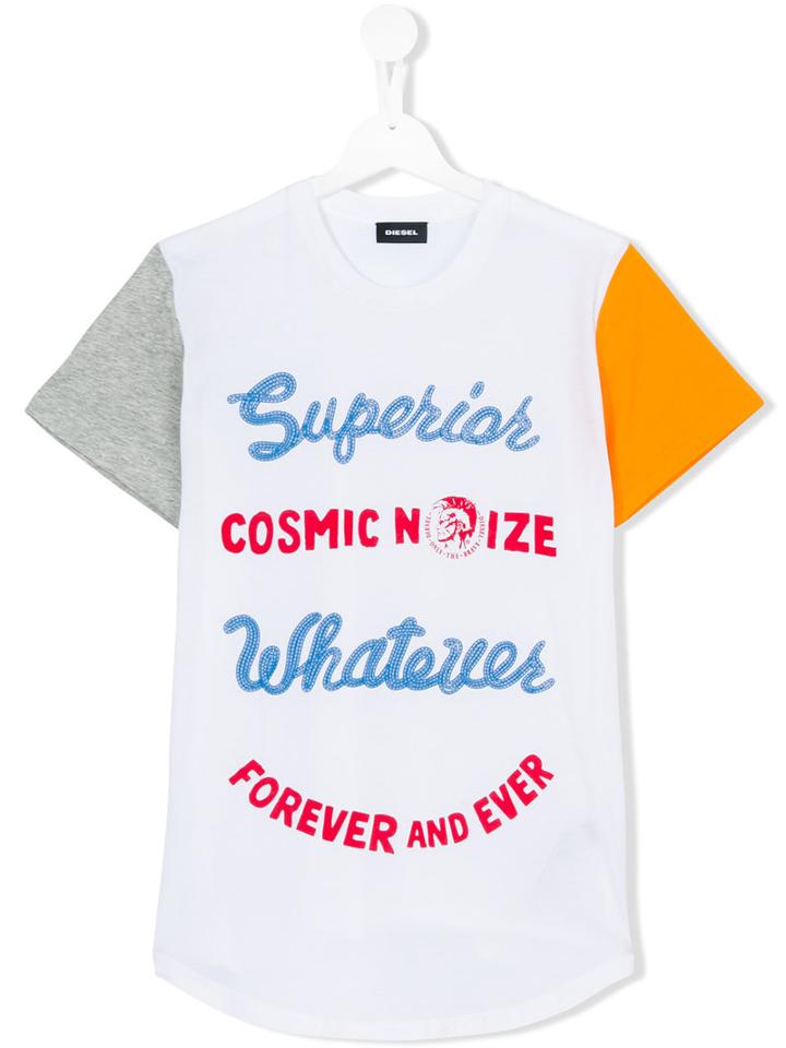 Diesel Kids - Slogan Print T-shirt - Kids - Cotton - 14 Yrs, White
