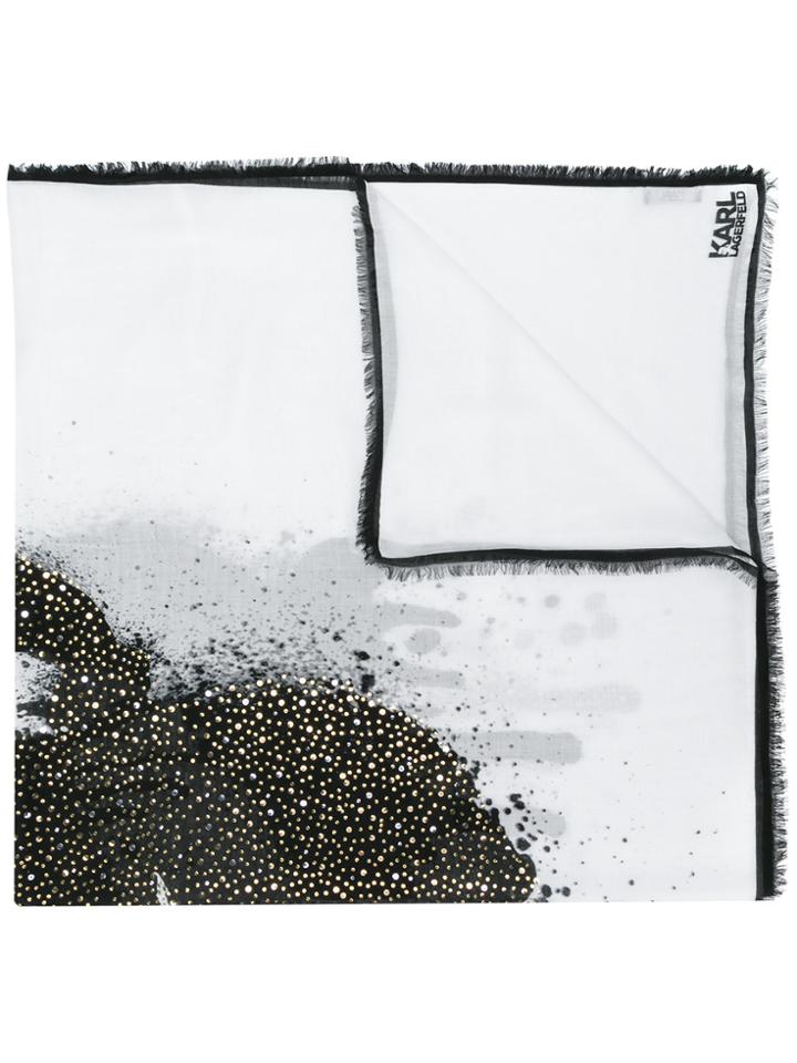 Karl Lagerfeld Sprayhead Sequins Scarf - White