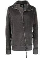 Thom Krom Velvet Zipped Hoody - Grey