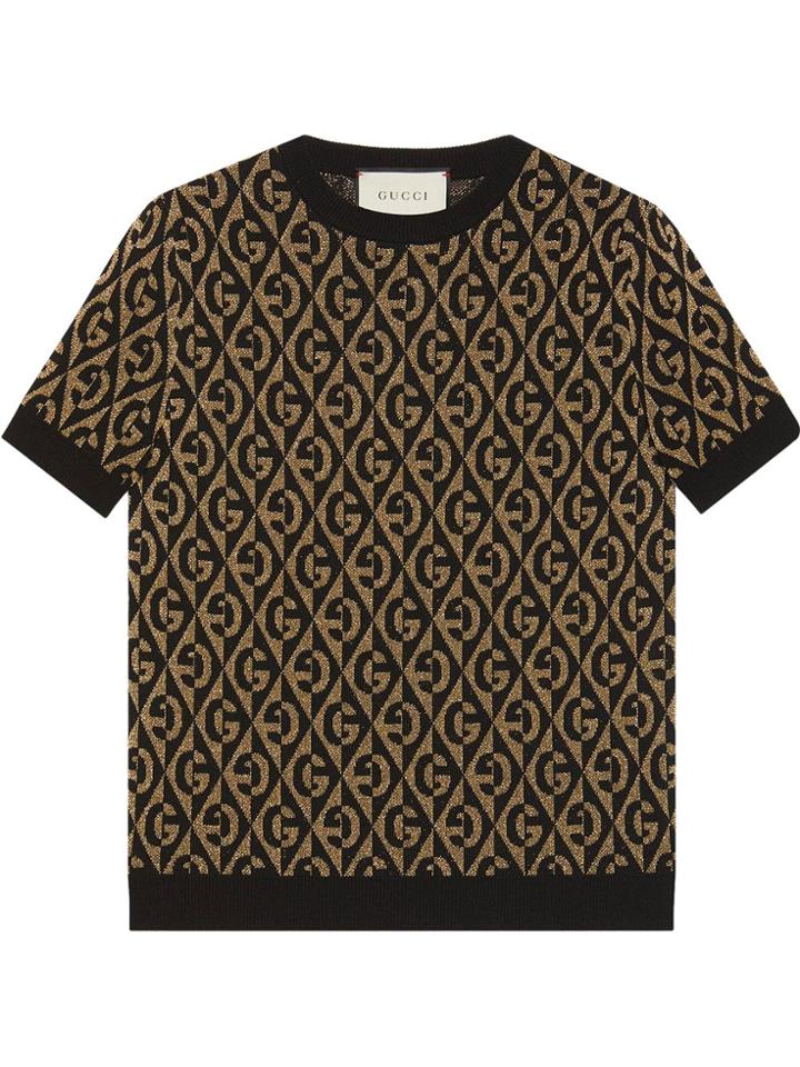 Gucci Gg Logo Knitted Jumper - Brown