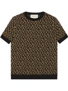 Gucci Gg Logo Knitted Jumper - Brown