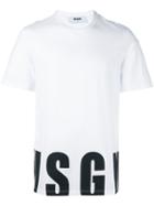 Msgm Logo Print T-shirt, Men's, Size: Medium, White, Cotton