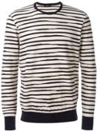 Roberto Collina Exposed Seam Striped Sweatshirt, Men's, Size: 52, Blue, Cotton