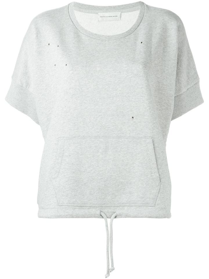 Faith Connexion Perforated Short Sleeve Jumper, Women's, Size: Small, Grey, Cotton